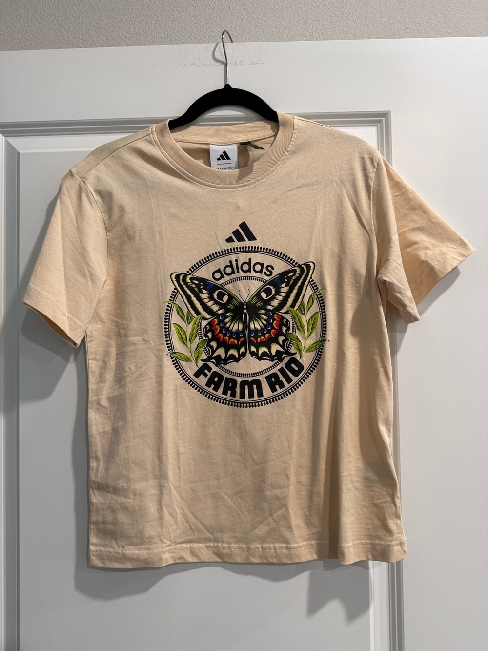 NWT Farm Rio x adidas Butterfly Graphic Tee - Beige sz s